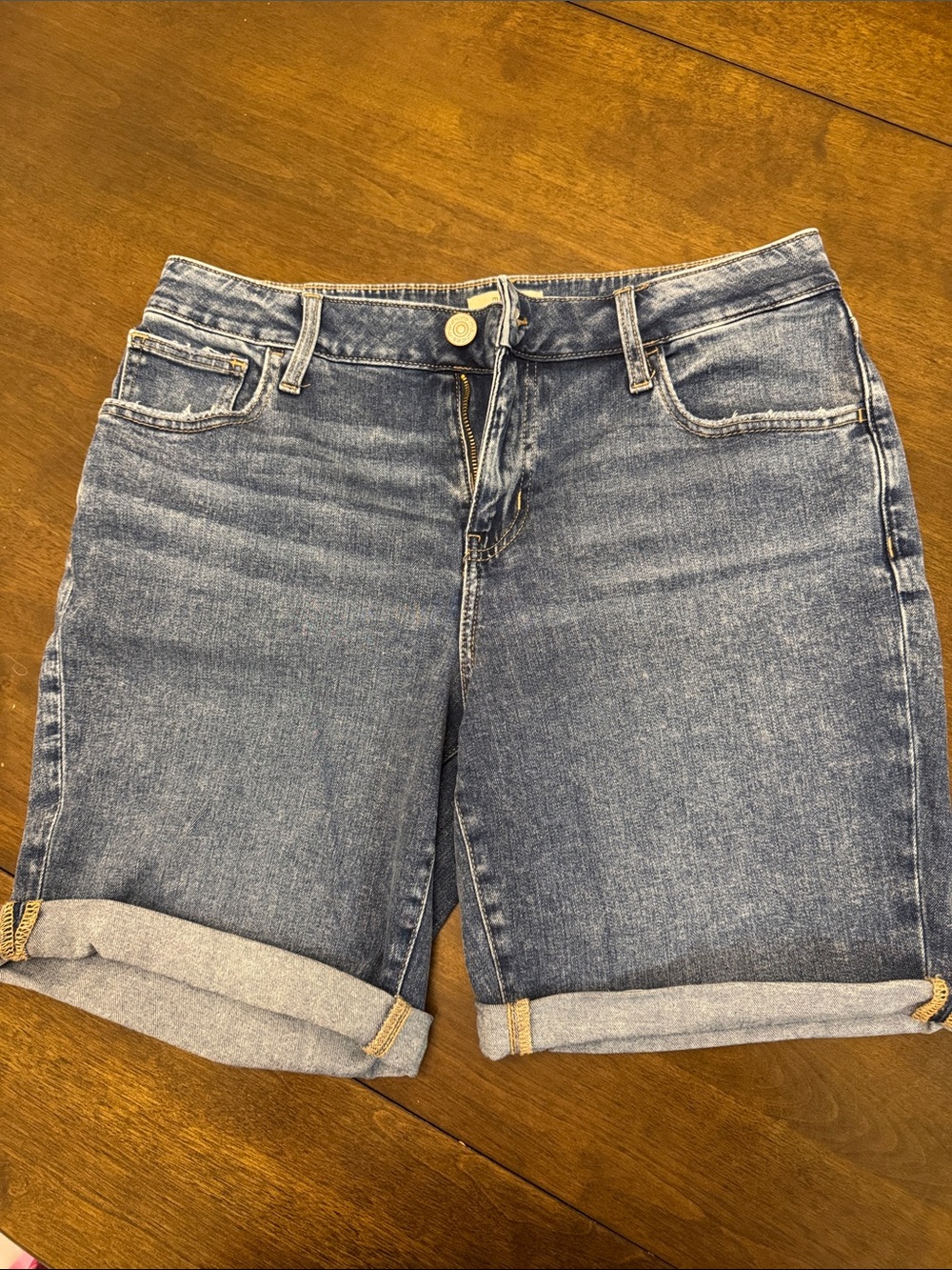 Maurices Mid-Rise Folded Hem Denim Shorts - Blue